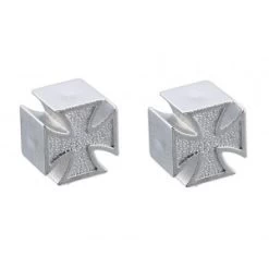 2 Bouchons De Valve TRIK TOPZ Croix De Fer Caps Shrader Argent